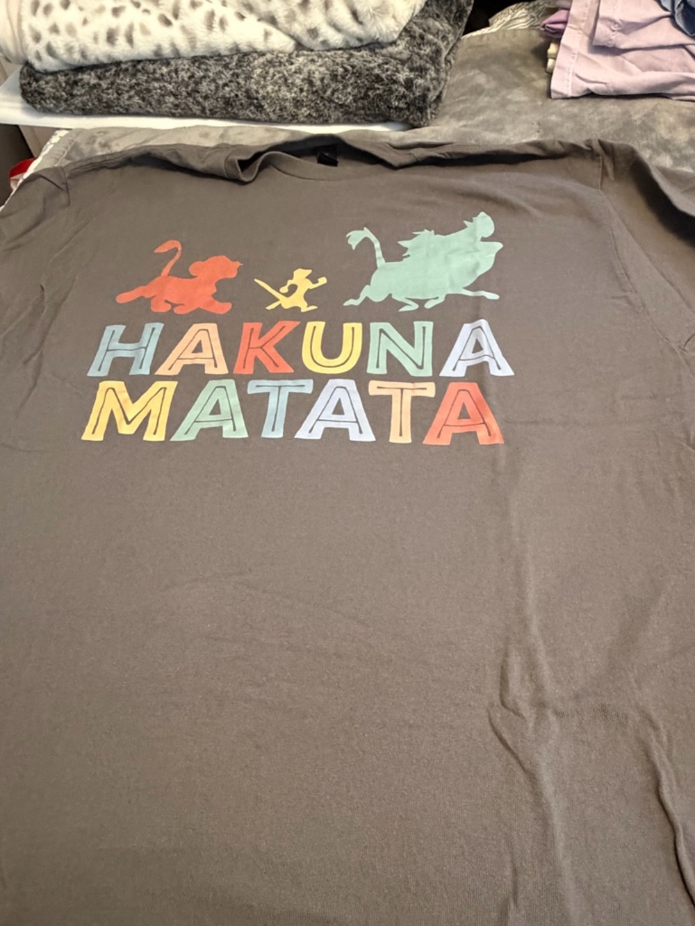 Gildan Brown Short Sleeve Tee with Colorful 'Hakuna Matata' Graphic